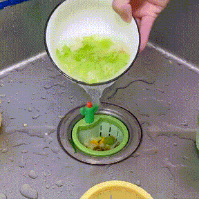 Cactus Sink Drain Basket | Kitchen Sink Strainer with Hands-free Waste Removal | Anti-Clog Food Catcher for Drain Cleaning
