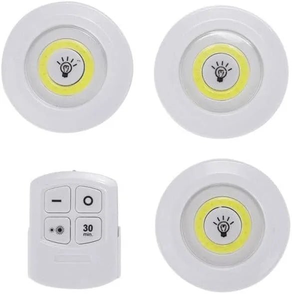 3-Pack Rechargeable LED Puck Lights with Remote Control – Wireless Touch Tap Lights