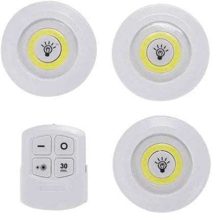 3-Pack Rechargeable LED Puck Lights with Remote Control – Wireless Touch Tap Lights
