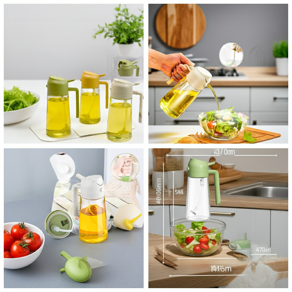 2-in-1 Glass Oil Sprayer & Dispenser Bottle