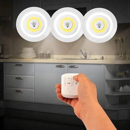 3-Pack Rechargeable LED Puck Lights with Remote Control – Wireless Touch Tap Lights