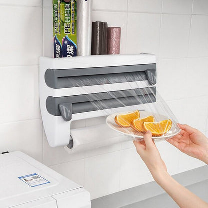 4‑in‑1 Kitchen Wall Organizer – Foil Wrap, Cling Film & Tissue Holder
