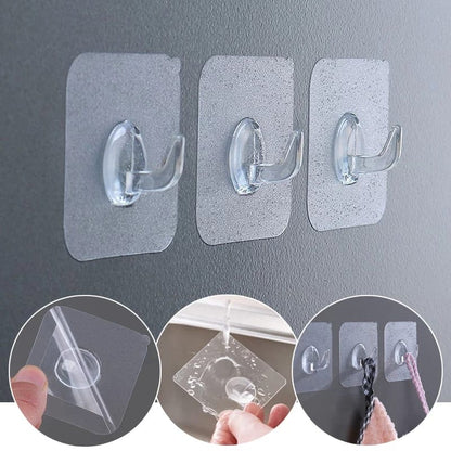 Pack of 10 Transparent Wall Hanger, Punch-free Invisible Wall Hook, Strong Adhesive Seamless Wall Hooks
