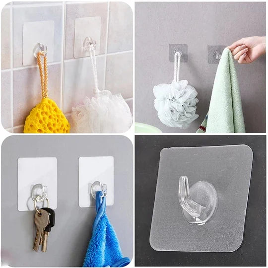 Pack of 10 Transparent Wall Hanger, Punch-free Invisible Wall Hook, Strong Adhesive Seamless Wall Hooks