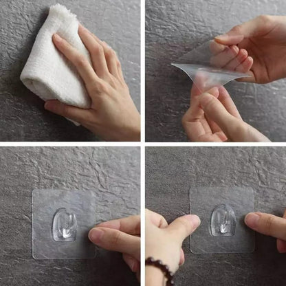 Pack of 10 Transparent Wall Hanger, Punch-free Invisible Wall Hook, Strong Adhesive Seamless Wall Hooks