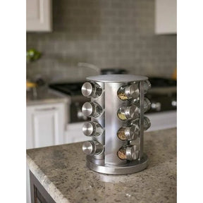 Stainless Steel 16 Pcs Jars Rotating Spice Jar Rack Set