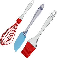 Silicone Whisk, Basting Brush & Spatula – 3-Piece Kitchen Tool Set
