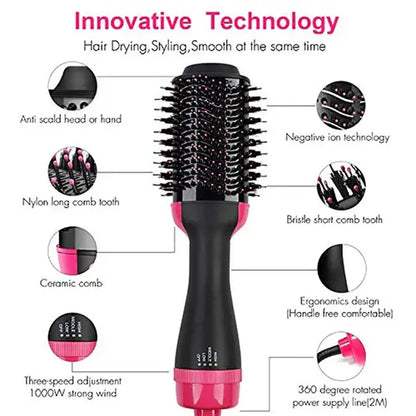 Majestu 3-in-1 Hot Air Brush – Hair Dryer, Straightener & Volumizer | One-Step Styling Brush