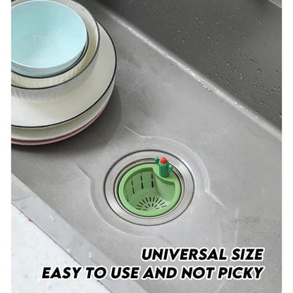 Cactus Sink Drain Basket | Kitchen Sink Strainer with Hands-free Waste Removal | Anti-Clog Food Catcher for Drain Cleaning