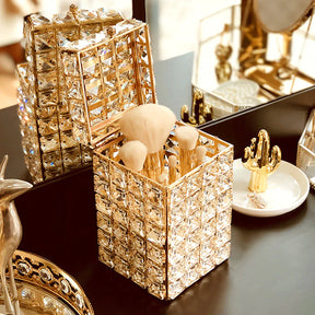 Crystal Gold Makeup Brush Organizer