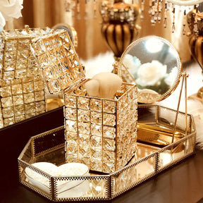 Crystal Gold Makeup Brush Organizer