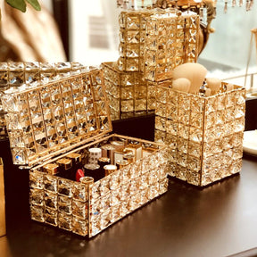 Crystal Gold Makeup Brush Organizer