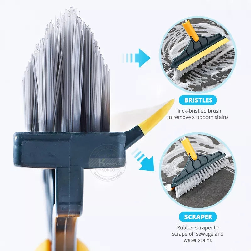 2 In 1 Floor Scrub Brush Rotating With Long Handle