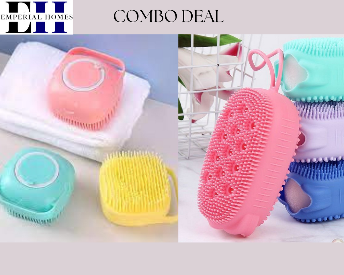 Silicone Bath Body Brush & Silicone Massage Bath Brush Combo Deal